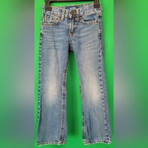 Old Navy Blue Denim Jeans Straight 6 Slim Adjustable Waist Boys Leg